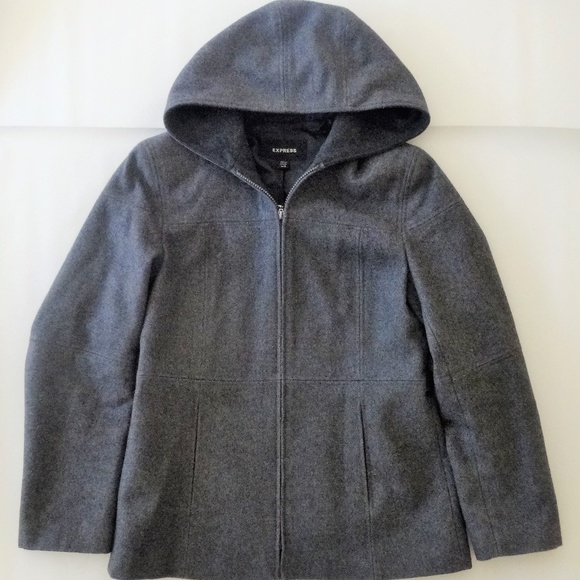 Clearance‼️EXPRESS HOODED ZIP UP WOOL JACKET - Picture 2 of 8